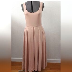 Reformation Pink Pleated Midi Sundress